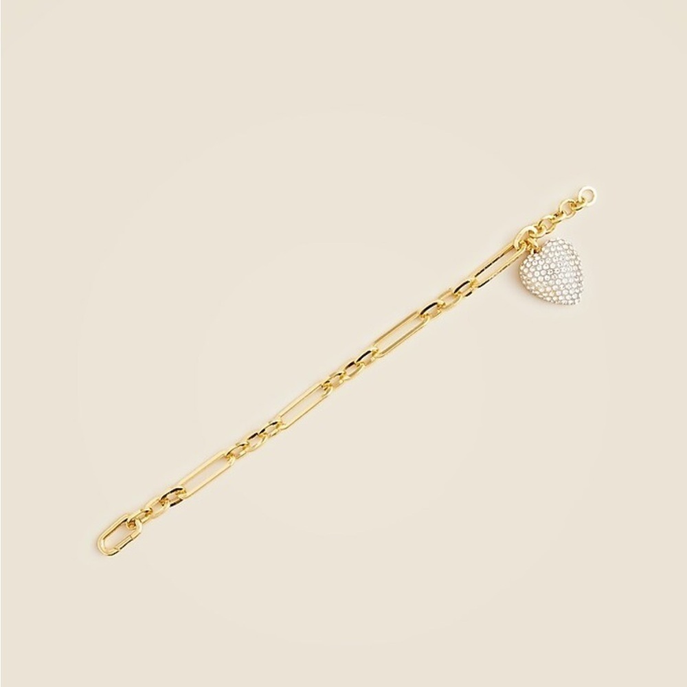 J crew Pavé-encrusted heart charm bracelet
